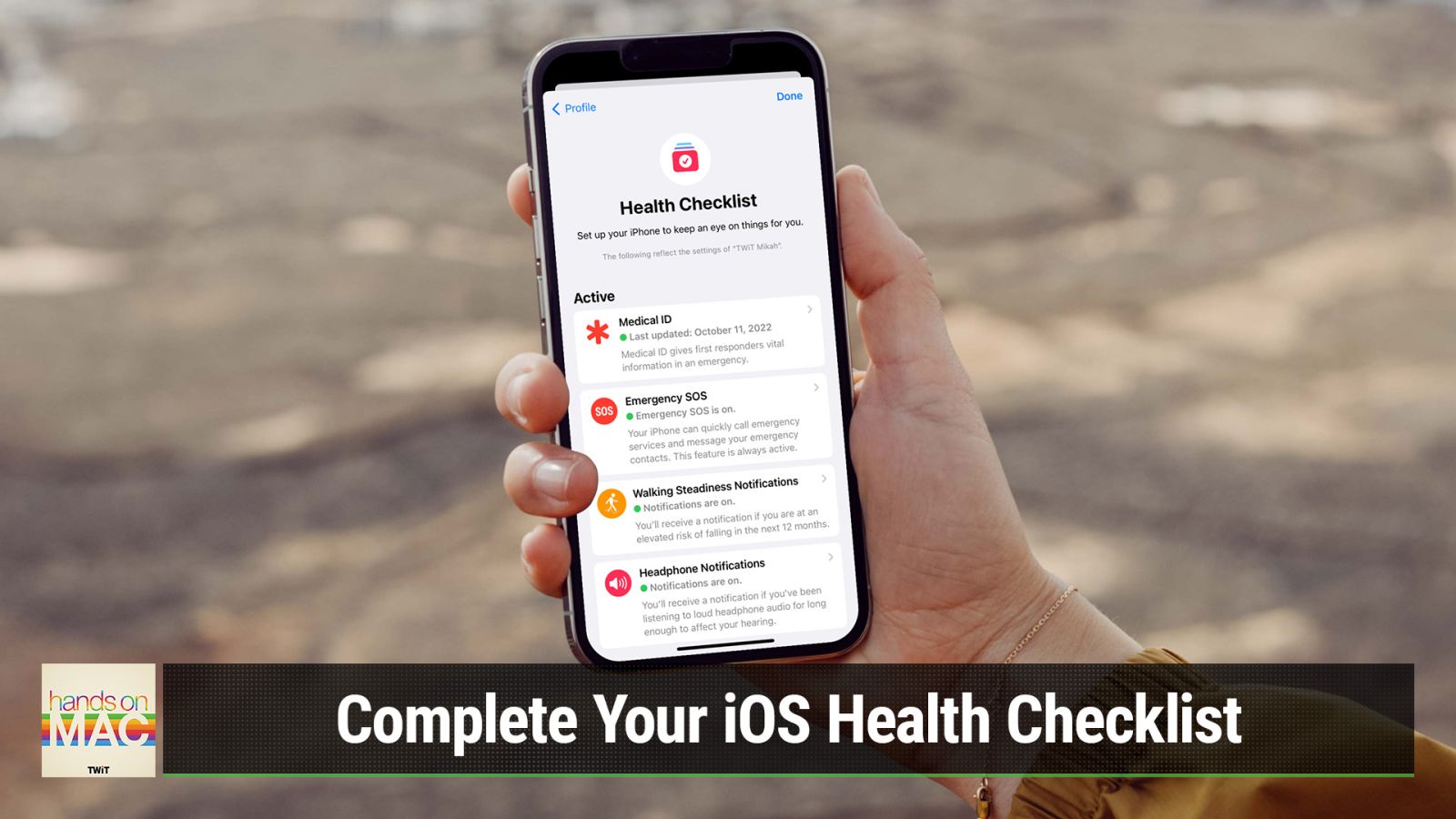 Medical ID, Emergency SOS, Walking Steadiness, Crash Detection