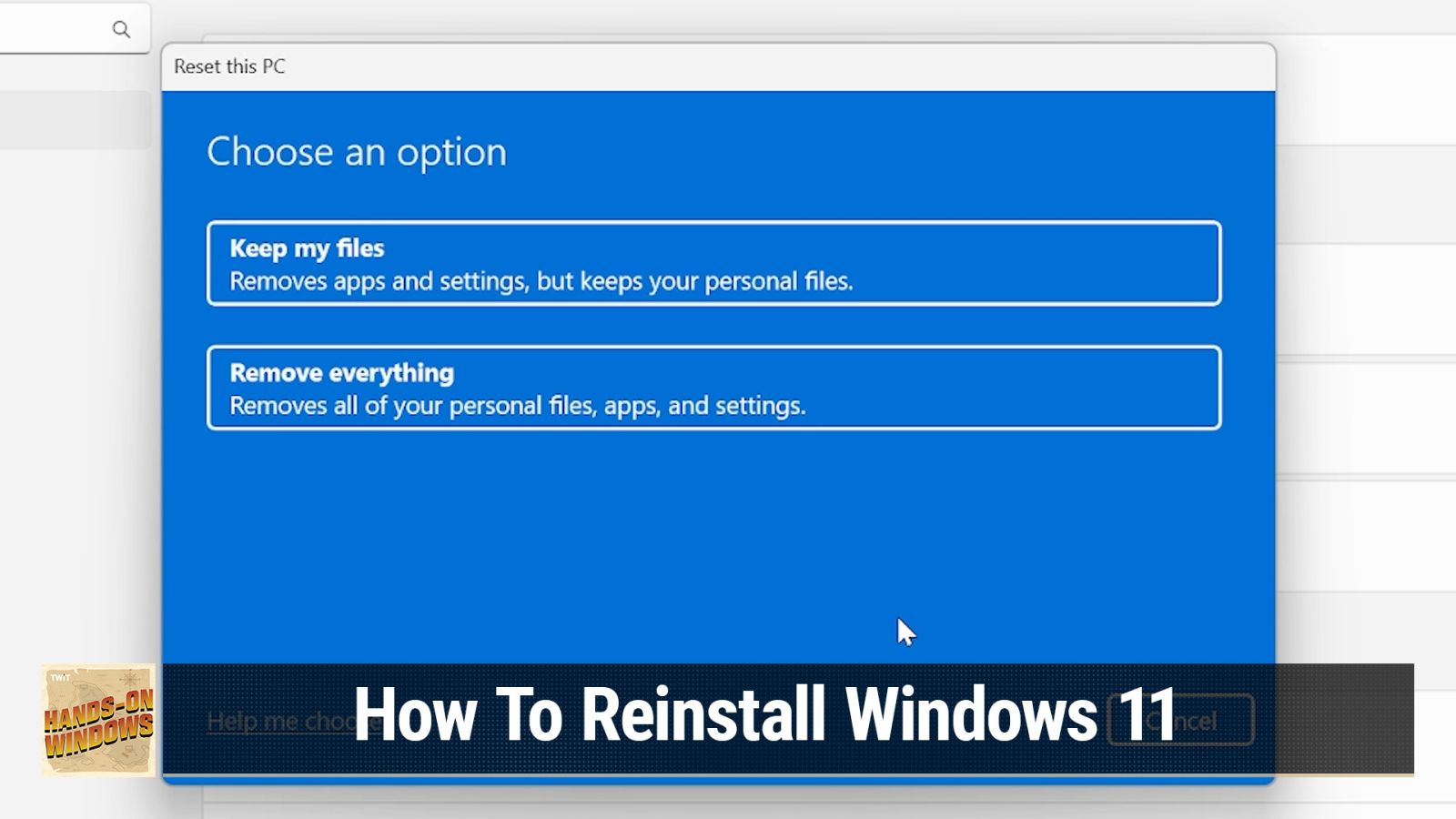 Using "Reset this PC"
