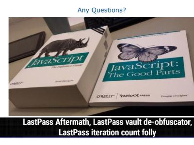 LastPass Aftermath, LastPass vault de-obfuscator, LastPass iteration count folly