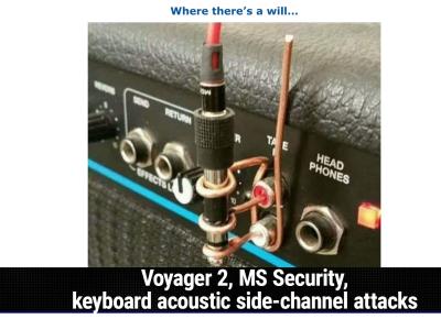 Voyager 2, MS Security, keyboard acoustic side-channel attacks