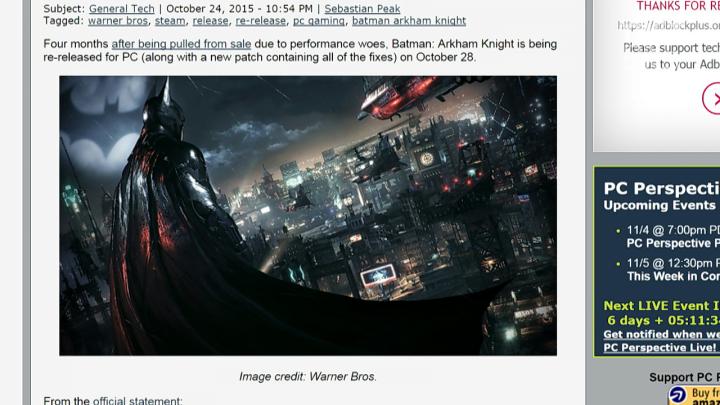 Batman Arkham Knight was re-released on Oct. 28