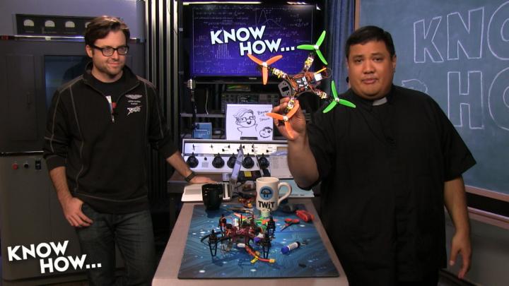 Bryan and Fr Robert with their FPV quadcopter