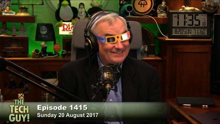 Leo Laporte wearing solar eclipse glasses
