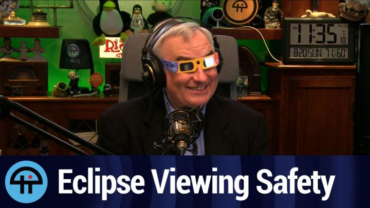 Leo Laporte wearing solar eclipse glasses