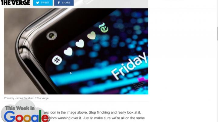 Pixel 2 XL screen shown on The Verge