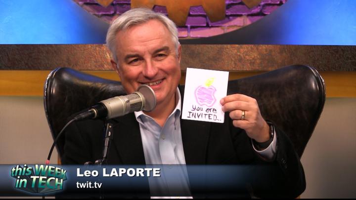 Leo Laporte with hand drawn Apple Invite