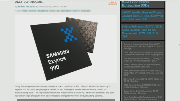 Samsung Announces Exynos 990