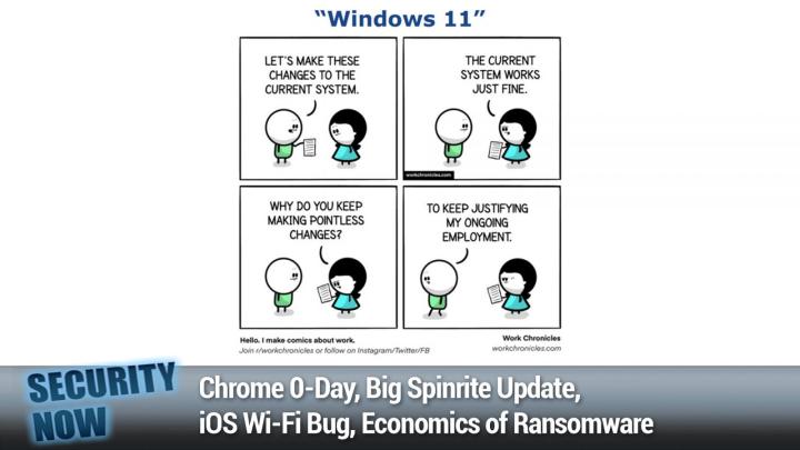 Chrome 0-Day, Big Spinrite Update, iOS Wi-Fi Bug, Economics of Ransomware