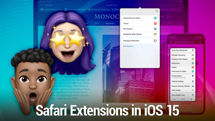 Safari Extensions in iOS 15 - Achoo, Amplosion, 1Password, Noir, 1Blocker, and more