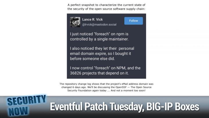 Eventful Patch Tuesday, Open Source Maintenance Crew, BIG-IP Boxes