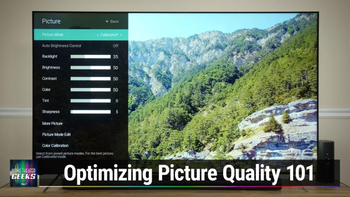 A TV with the picture settings menu open