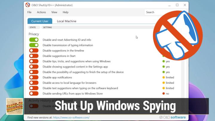 Hands-On Windows 99: Shut Up Windows Spying