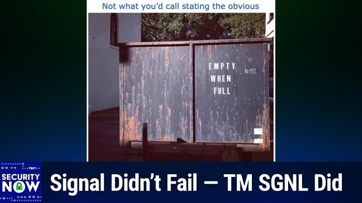 Security Now 1024: Don’t Blame Signal